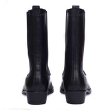 Saint Theresa High Ankle Black Leather Boots with Decorative Buckle – Stylish and chic footwear for a bold and confident look