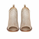 Saint Bella Gold Woven Leather Block Heels: Elegant and chic heels with intricate woven leather design