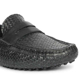 Saint Lennox Navy Handwoven Leather Saddle Loafers