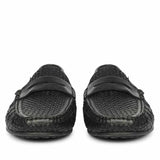Saint Lennox Handwoven Black Leather Saddle Loafers