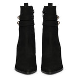 Saint Rosabel Pearl Black Suede Leather Wedge Ankle Boots