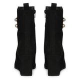 Saint Rosabel Pearl Black Suede Leather Wedge Ankle Boots