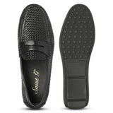 Saint Lennox Handwoven Black Leather Saddle Loafers