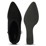Saint Rosabel Pearl Black Suede Leather Wedge Ankle Boots