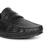 Saint Lennox Handwoven Black Leather Saddle Loafers