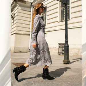 Saint Ryleigh Silver Studded Black Suede Leather Boots