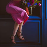 Saint Ella Smoke Stone Embellished Black Leather Heels