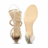 Saint Ella Stone Embellished Metallic Gold Leather Stilettos