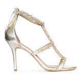 Saint Ella Stone Embellished Metallic Gold Leather Stilettos
