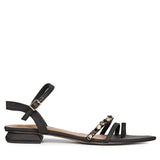 Annie Stone Embellished Black Nylon Fabric Sandals