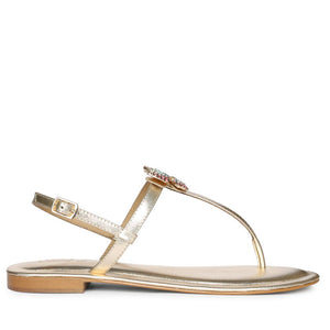 Saint Avril Butterfly Jeweled Gold Leather Sandals