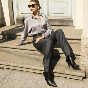 Saint Estrella Studded Stretch Napa Leather Stiletto Ankle Boots