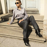 Saint Estrella Studded Stretch Napa Leather Stiletto Ankle Boots