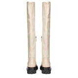 Saint Malia Taupe Stretch Napa Thigh High Boots
