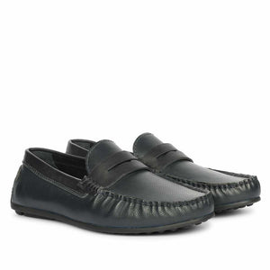 Saint Asher Navy Leather Saddle Loafers