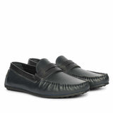 Saint Asher Navy Leather Saddle Loafers