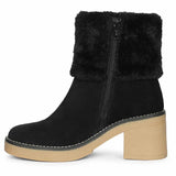 Saint Glacienne Black Suede Leather Fur Cuff Ankle Boots