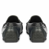 Saint Asher Navy Leather Saddle Loafers