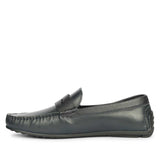 Saint Asher Navy Leather Saddle Loafers