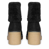 Saint Glacienne Black Suede Leather Fur Cuff Ankle Boots