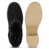 Saint Glacienne Black Suede Leather Fur Cuff Ankle Boots