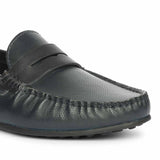 Saint Asher Navy Leather Saddle Loafers