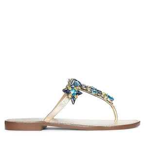 Saint Fleur Multi Stone Gold Metallic Leather Flats