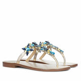 Saint Fleur Multi Stone Gold Metallic Leather Flats