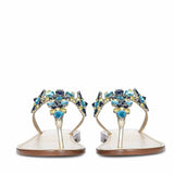 Saint Fleur Multi Stone Gold Metallic Leather Flats