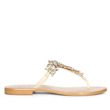 Saint Fleur Stone Embellished Off White Leather Flats