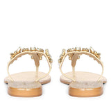 Saint Fleur Stone Embellished Off White Leather Flats