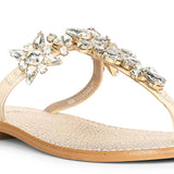Saint Fleur Stone Embellished Off White Leather Flats