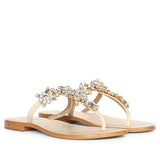 Saint Fleur Stone Embellished Off White Leather Flats
