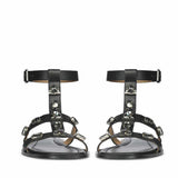 Saint Viola Stone Studded Black Leather Sandals
