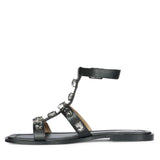 Saint Viola Stone Studded Black Leather Sandals