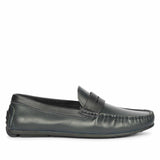 Saint Asher Navy Leather Saddle Loafers