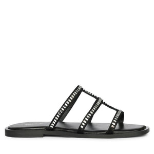 Saint Grady Strass-Embellished Black Leather Sandals