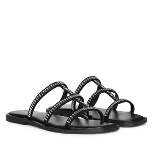 Saint Grady Strass-Embellished Black Leather Sandals