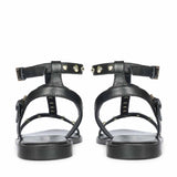 Saint Scarletta Gold Studs Black Leather Sandals