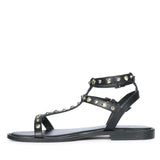 Saint Scarletta Gold Studs Black Leather Sandals