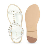 Saint Scarletta Gold Studs White Leather Sandals