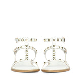 Saint Scarletta Gold Studs White Leather Sandals