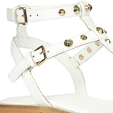 Saint Scarletta Gold Studs White Leather Sandals