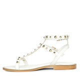 Saint Scarletta Gold Studs White Leather Sandals