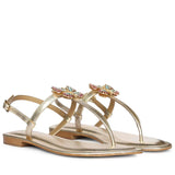 Saint Avril Butterfly Jeweled Gold Leather Sandals