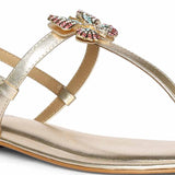 Saint Avril Butterfly Jeweled Gold Leather Sandals