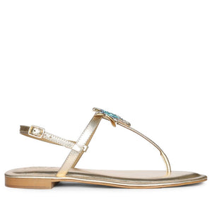 Saint Avril Starfish Jeweled Gold Leather Sandals