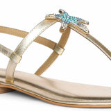 Saint Avril Starfish Jeweled Gold Leather Sandals