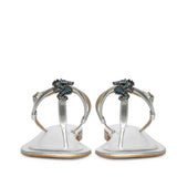 Saint Marion Seahorse Jeweled Silver Leather Sandals