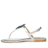 Saint Marion Seahorse Jeweled Silver Leather Sandals